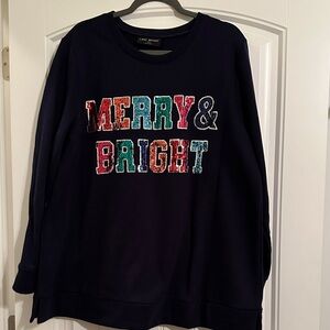 Size 18/20 Lane Bryant Navy Festive Sweatshirt. Never worn!